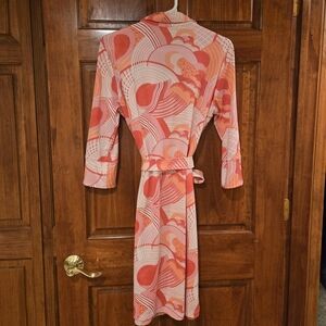 Women's Midi Dress in Vibrant Orange and Pink